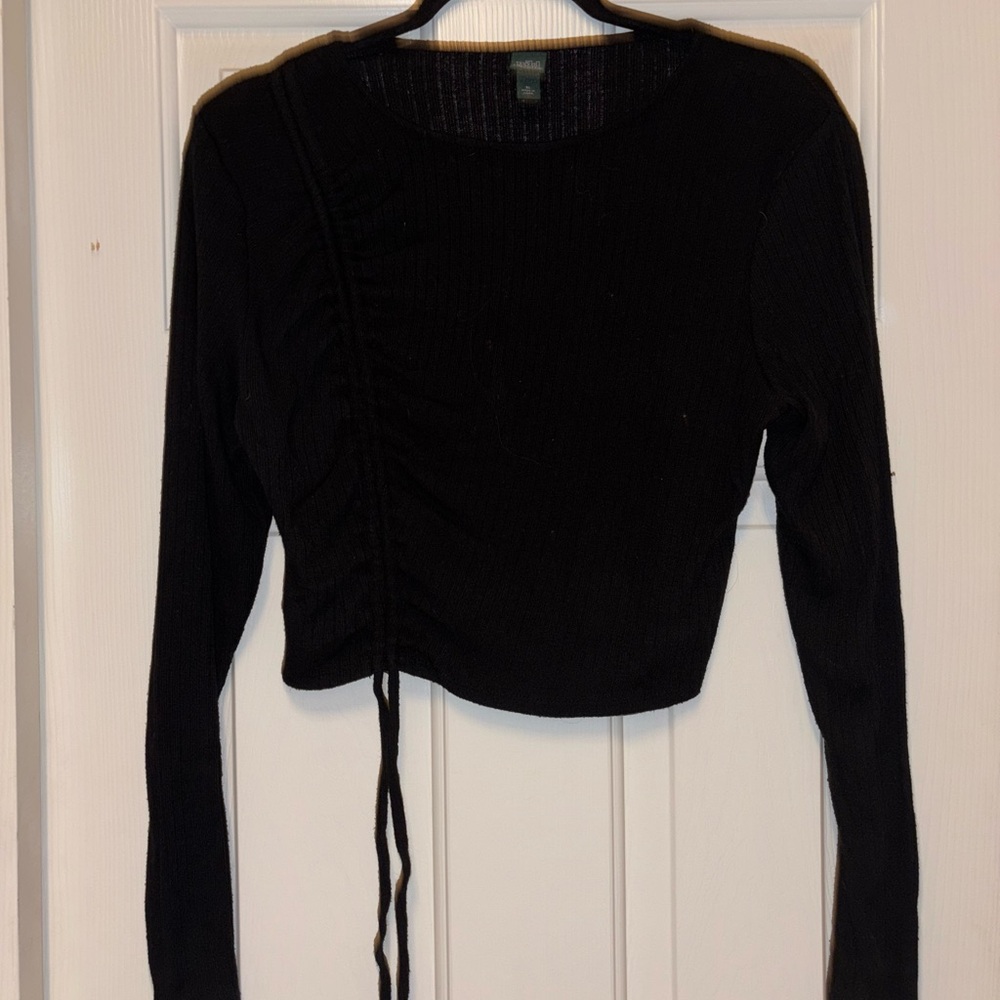 Wild Fable Black Ruched Crop Top